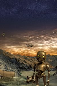 科幻电影封面，宇宙飞船穿越星云，蓝紫色调，震撼视觉，星星影院科幻片